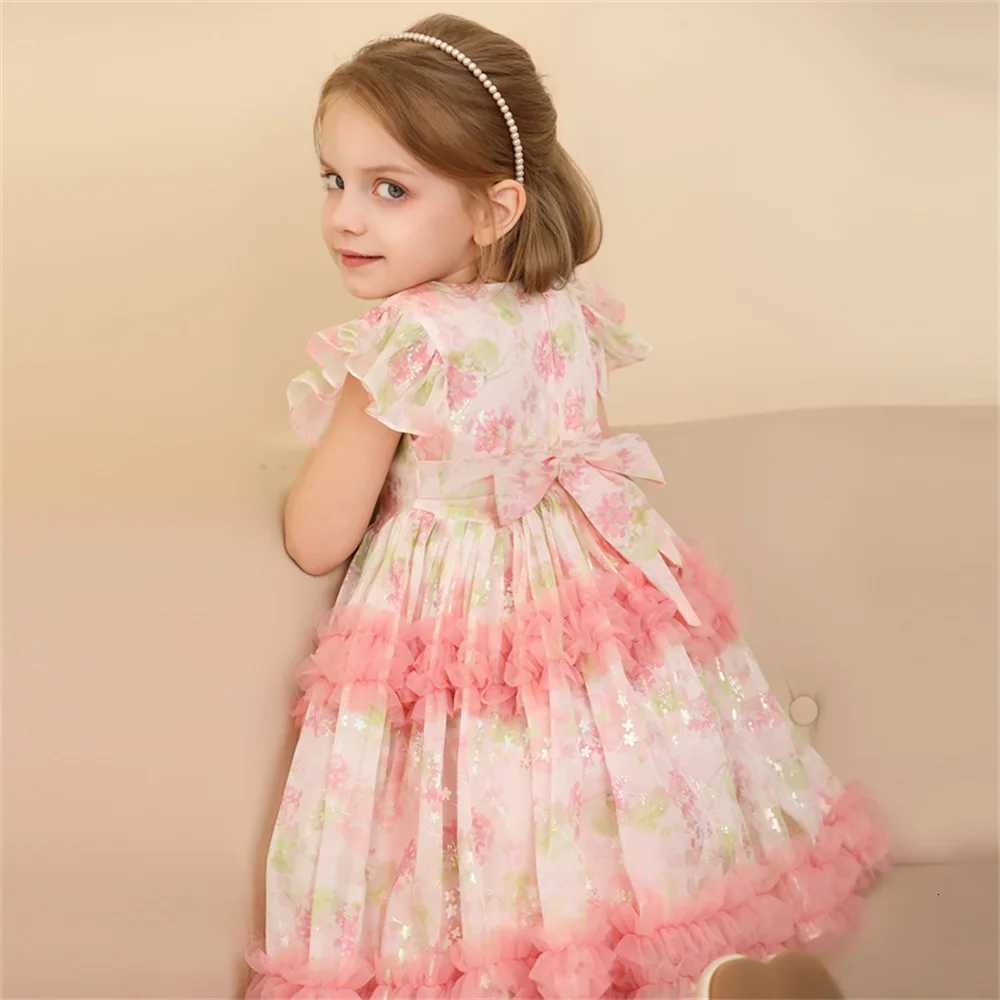 Baby Girl Sleeveless Thin Pink Princess Dresses Kids Girl Flower Casual Dress Mesh Birthday Ceremony Ball Gown Z250904