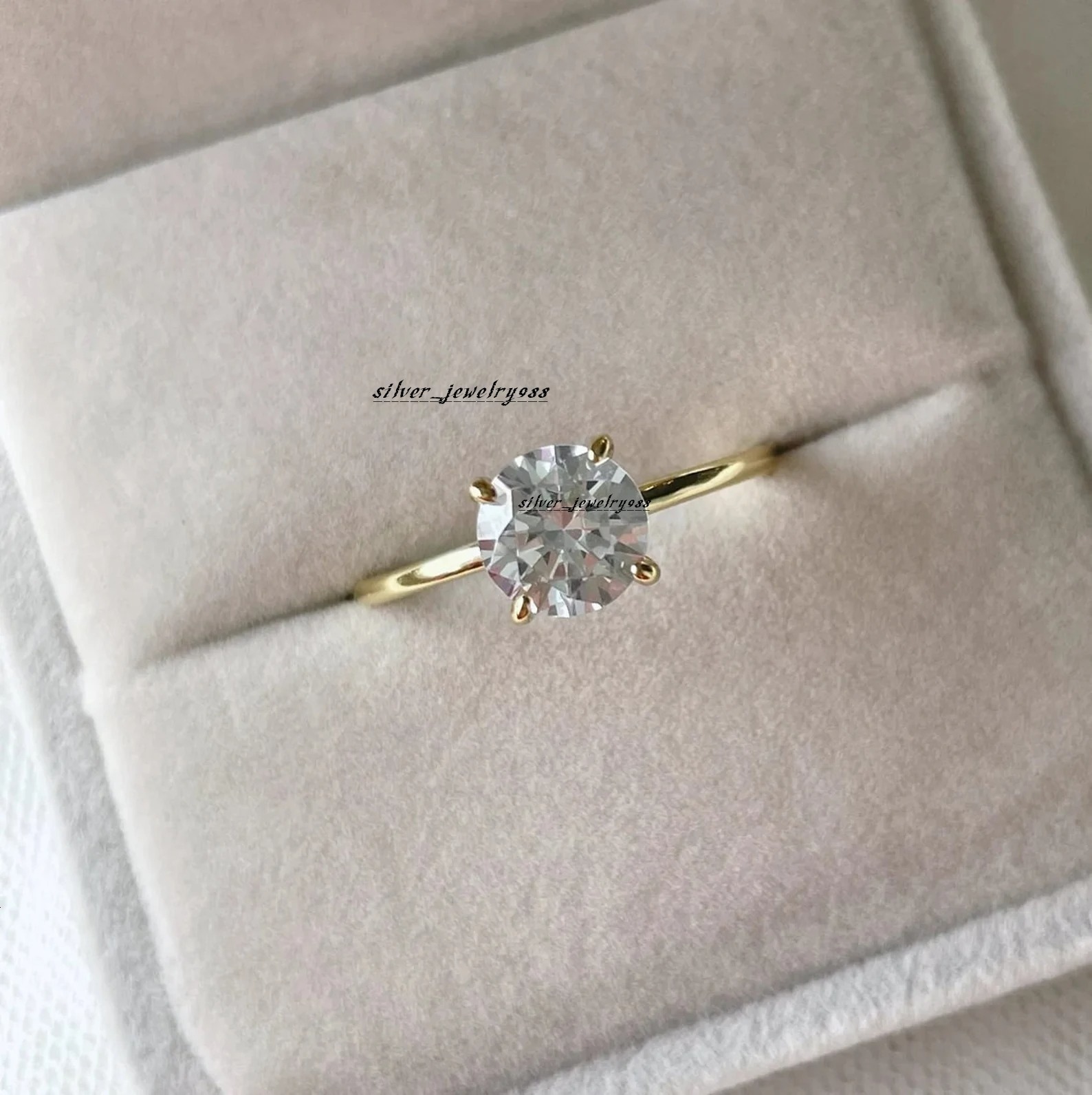 Factory Wholesale Custom 10K 14K 18K Real Solid Gold Au750 Gold Vvs Moissanite Round Brilliant Cut Solitaire Engagement Ring