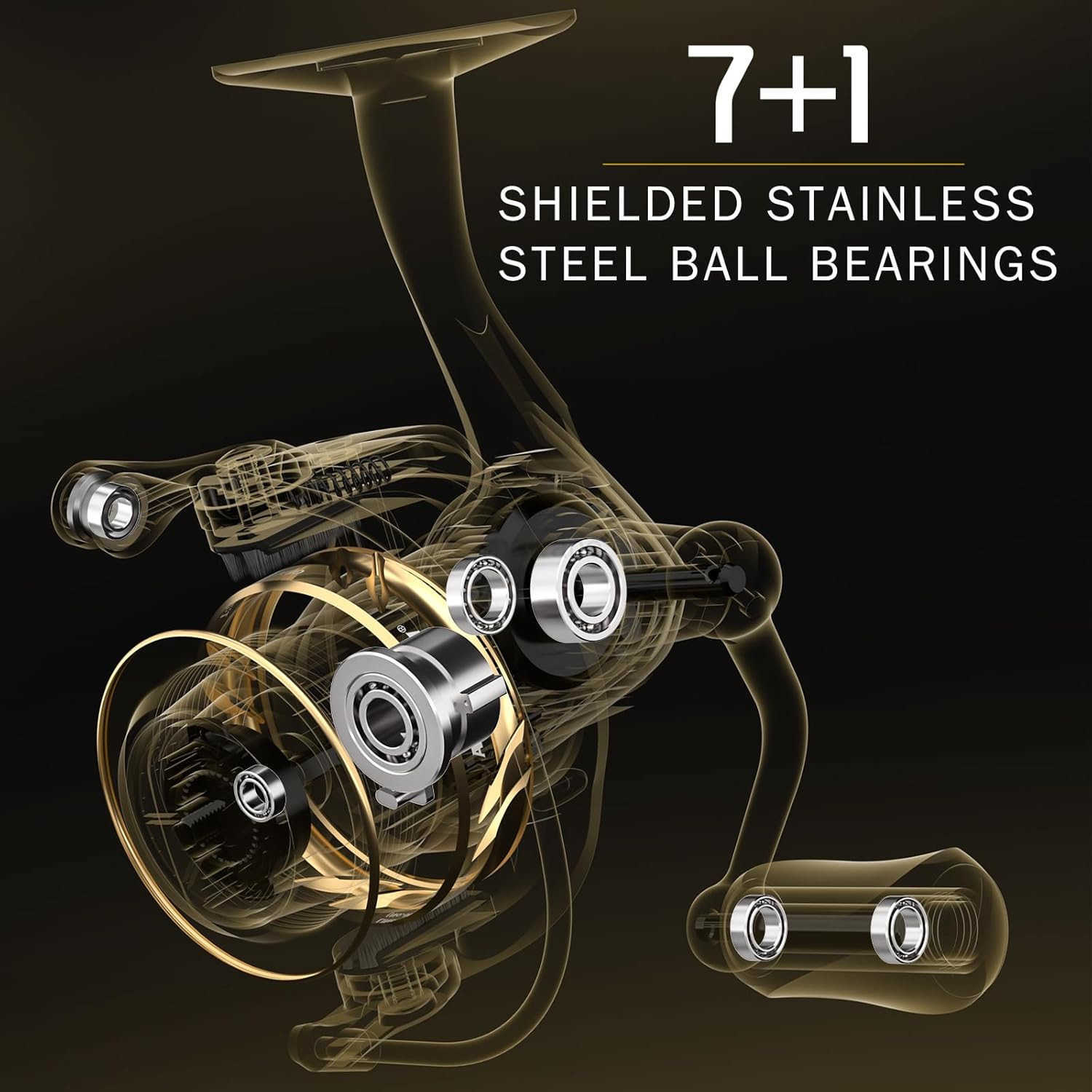 Spinning Fishing Reel Graphite Body 71 Stainless Steel BB 501 Gear Ratio Lightweight Spinning Reel for Freshwater Saltwater Fishing Come with 109 yds 