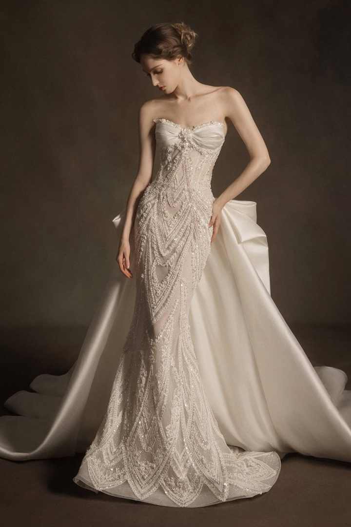 Graceful Sequins Wedding Dresses Crystal Pearls Mermaid Bridal Gowns with Cape Customized Bride Dress Vestidos De Novia