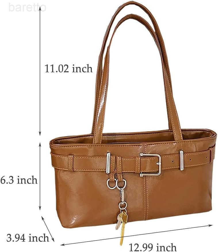 Shoulder Bag for Women Y2K Underarm Purse with Belt Buckle Small Satchel Tote Handbag M250904