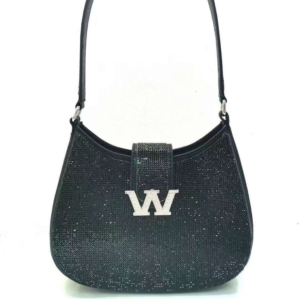 Fashion Simple Rhinestone Single Shoulder French Underarm Women Classic Mini Crescent Bag Wedding Handbag