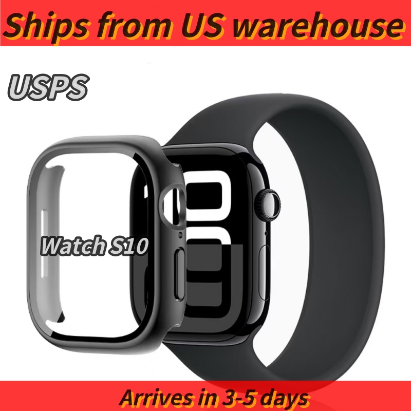 US Stock for S10 Series Smartwatch Silicone Protective Case Accessory with 46mm Watch Face - Fitness & Sports, Silicone Case, Compatible with iOS and Android