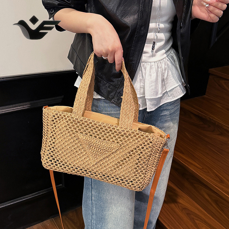 Feiyan Free Shipping New Designer Bag Luxury Shopping Bag Beach Vacation Bag Large Capacity Handheld Straw Bag Casual Simple Hollow Shoulder Bag Versa