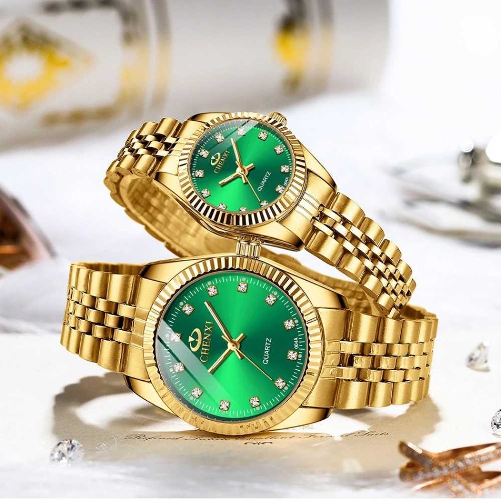 CHENXI Couple Watch Wen Quartz Clock Luxury Golden Stainless Steel Relogio Feminino Montre X250904