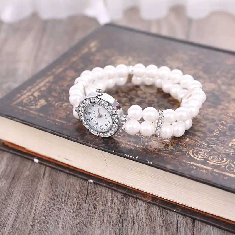 Doublelayer Fashion Wen Watch Luxury Pearl Beaded Bracelet Watches Strap Quartz Wristwatches Horloges Jewelry Gift X250904