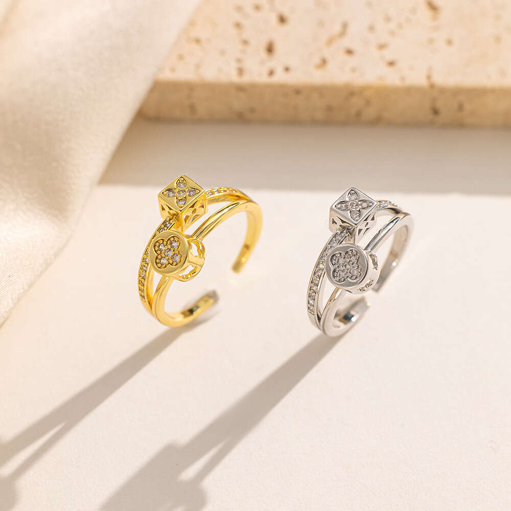 DH collections Korean Dongdaemun - inspired Double - layer Micro - inlaid Cubic Zirconia Ring for Women. This minimalist