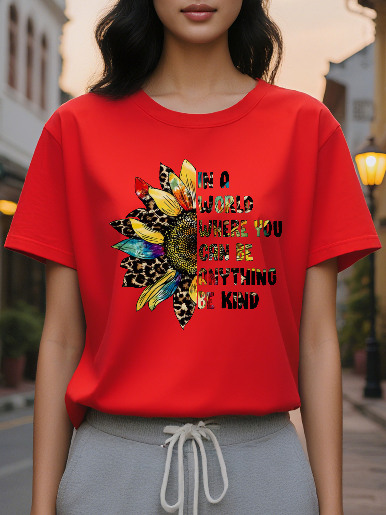 Ladies White Be Kind Sleeve T Shirt Round Neck Inspirational Information Jacket Medium Elastic Autumn Winter Daily