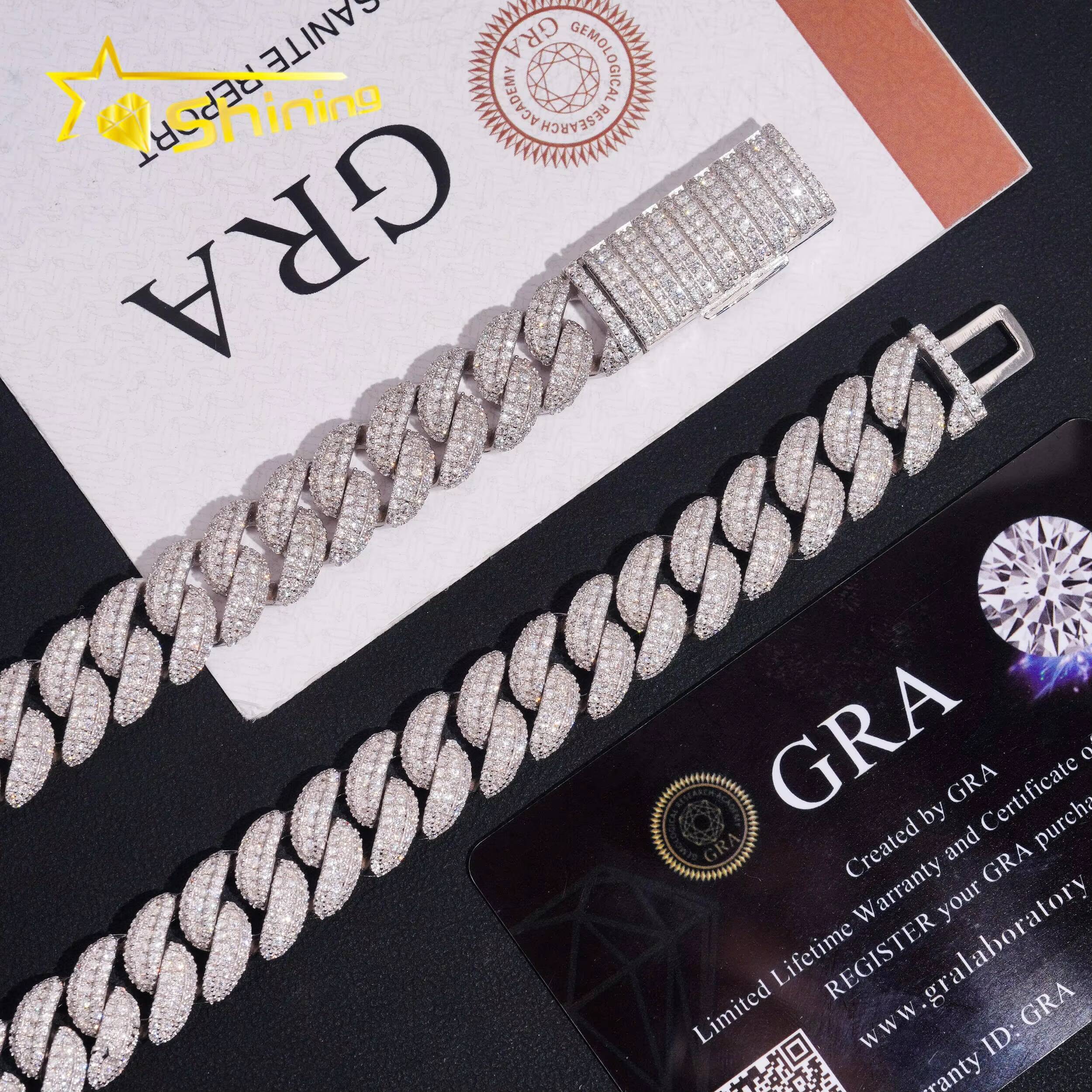 Fine Jewelry Hip Hop Pass Diamond Tester 925 Silver Mens 125mm Iced Out Cuban Link Chain