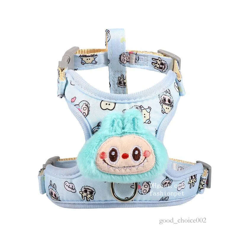 Lanjia- Labubu Dog And Leash Set, Step-In Soft Mesh Puppy Cats Harnesses Vest With Cute Doll Decorations, Breathable Designer Harness For Pomeranian, 