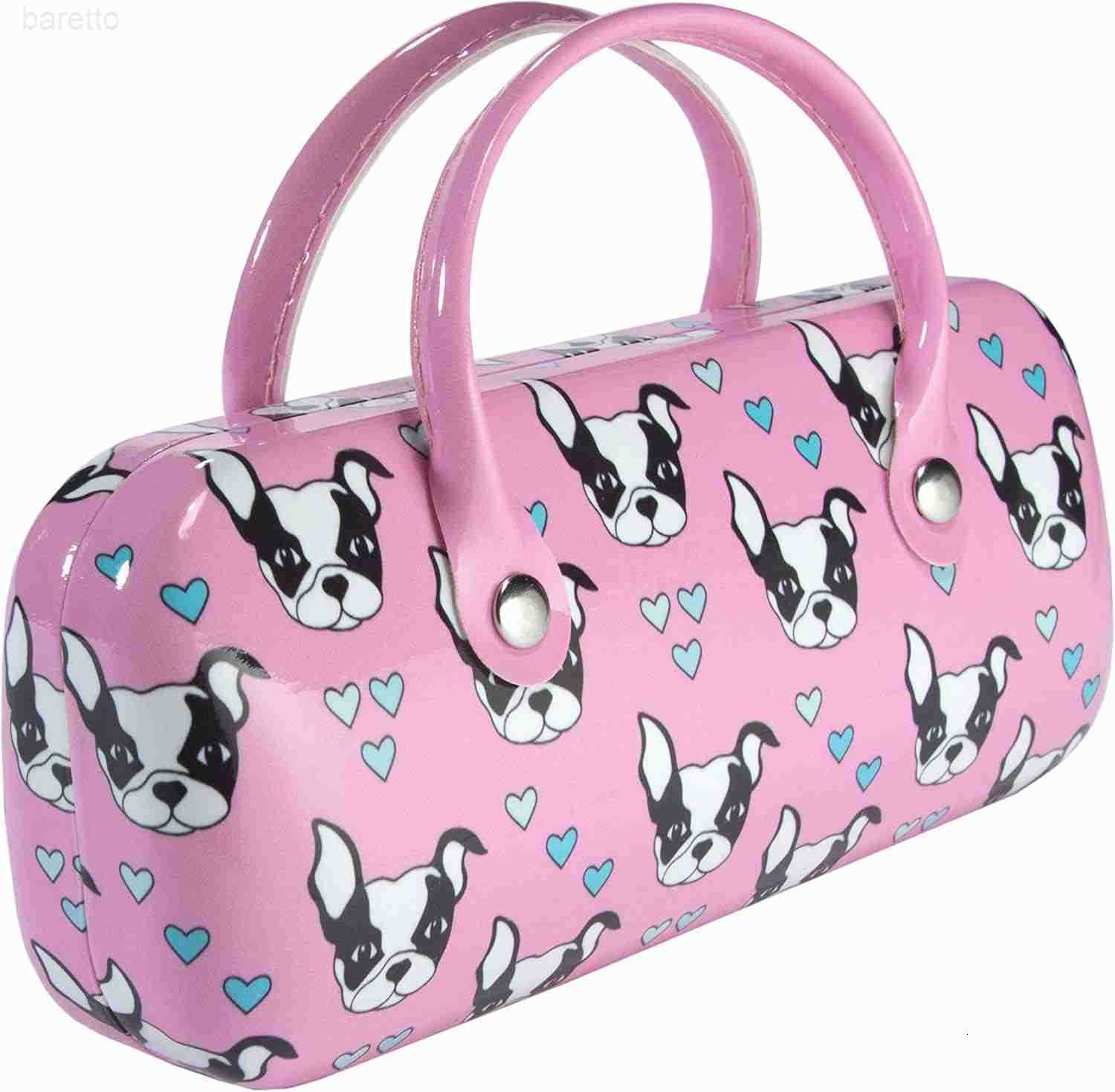 Pink Boston Terrier Dog Bag Case Deluxe Sunglasses Eyeglasses Hard Shell Case With Handle M250904