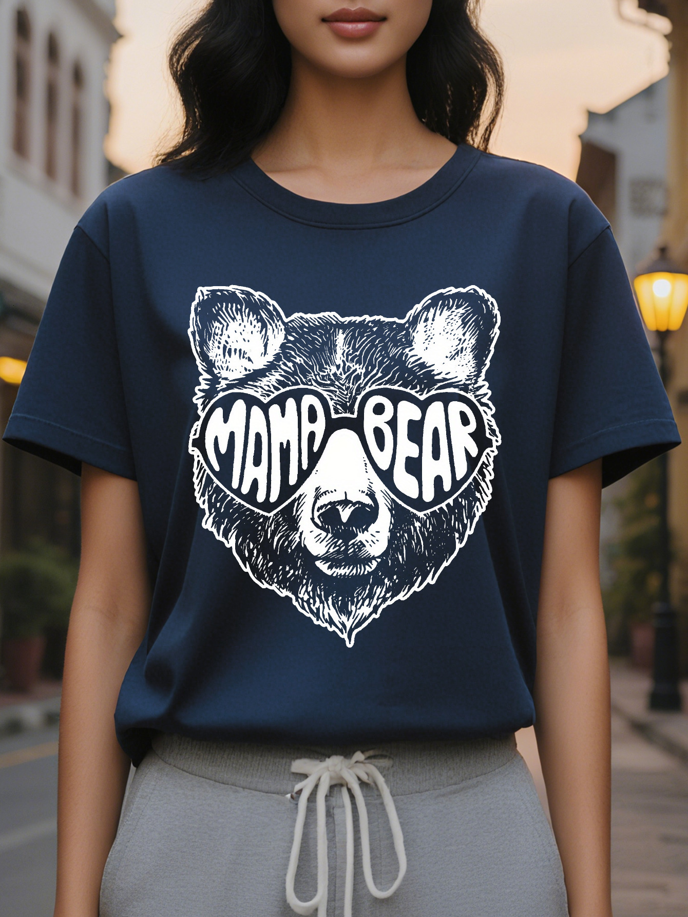 Women's pattern vest casual summer sleeveless round neck black with white design animal bear very suitable for