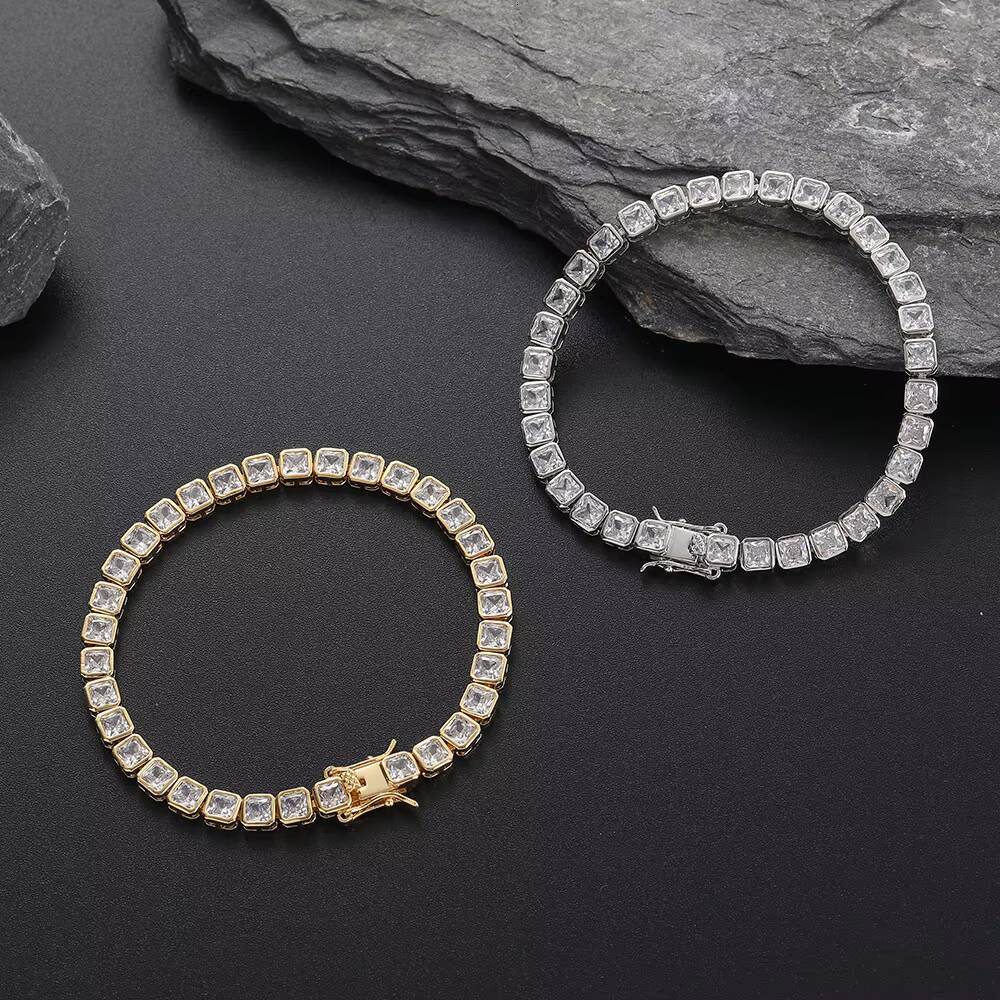 HipHop Copper 4X4MM Cubic Zirconia Tennis Choker Chain Iced Out Jewelry Diamond Cadena Tennis Chain CZ Tennis Necklace