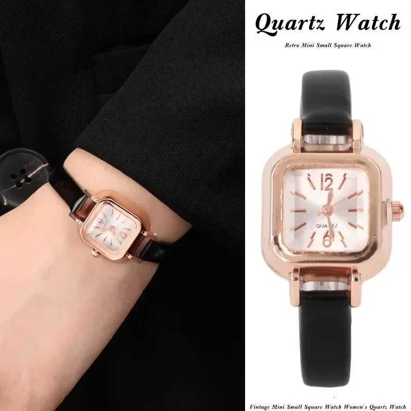 Vintage Wen Watch Small Square Dial Thin Leather Strap Ladies Wristwatch Elegant Quartz Fem Watches Casual Reloj Mujer X250904