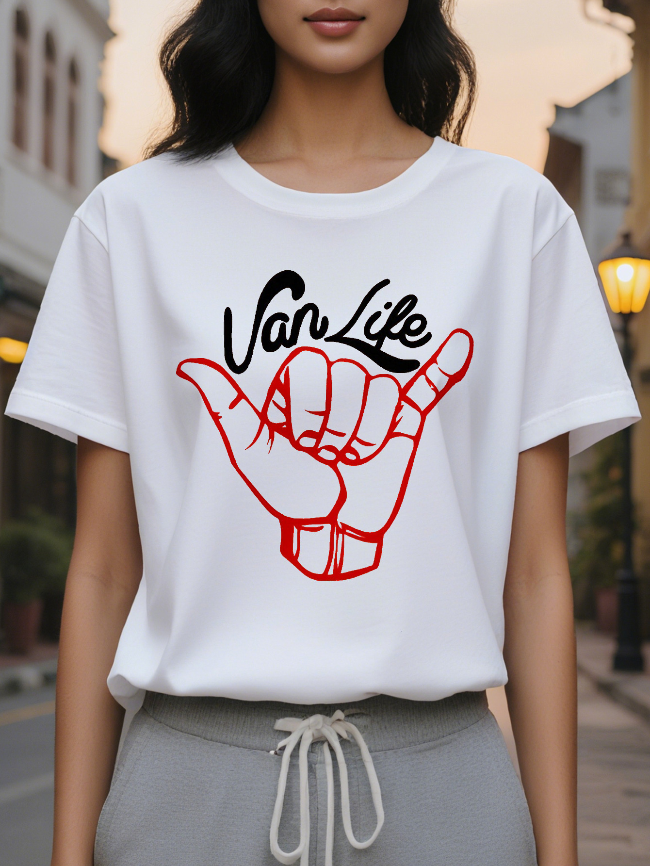 360 LIFE Women s Printed Short Sleeve T Shirt Loose Round Neck Casual Top for Spring Summer Outdoor Adventure with Gray