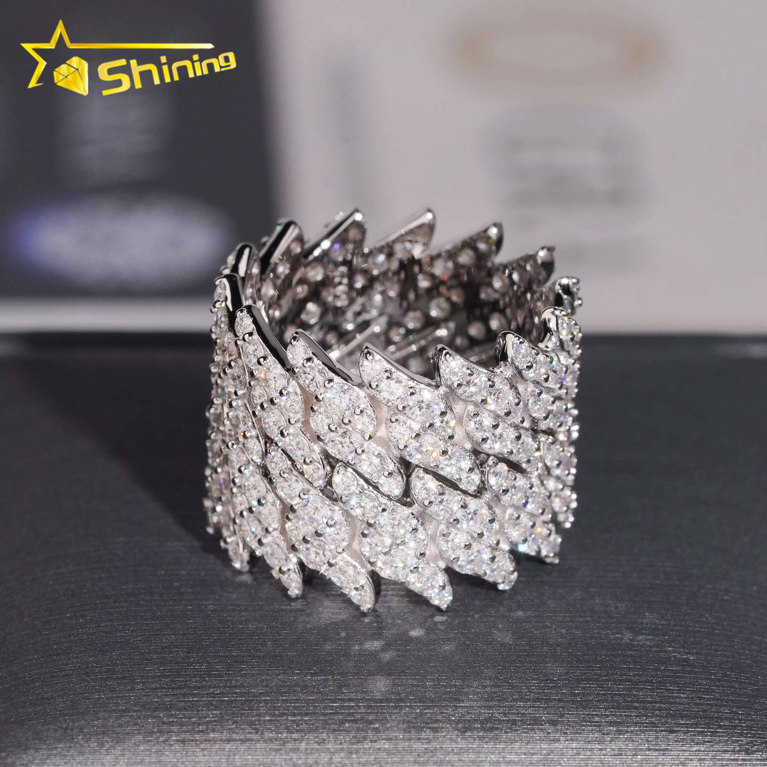 New in Stock Fashion Design Moissanite GRA Moissanite 925 Sterling Silver Gold Plated Hip Hop Iced Out Mens Thorns Rings