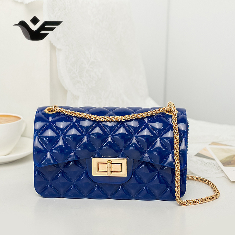 Feiyan Free Shipping New Designer Bag Luxury Shopping Bag Women's Single Shoulder Bag Thick Chain Lock Jelly Small Square Bag Fashionable