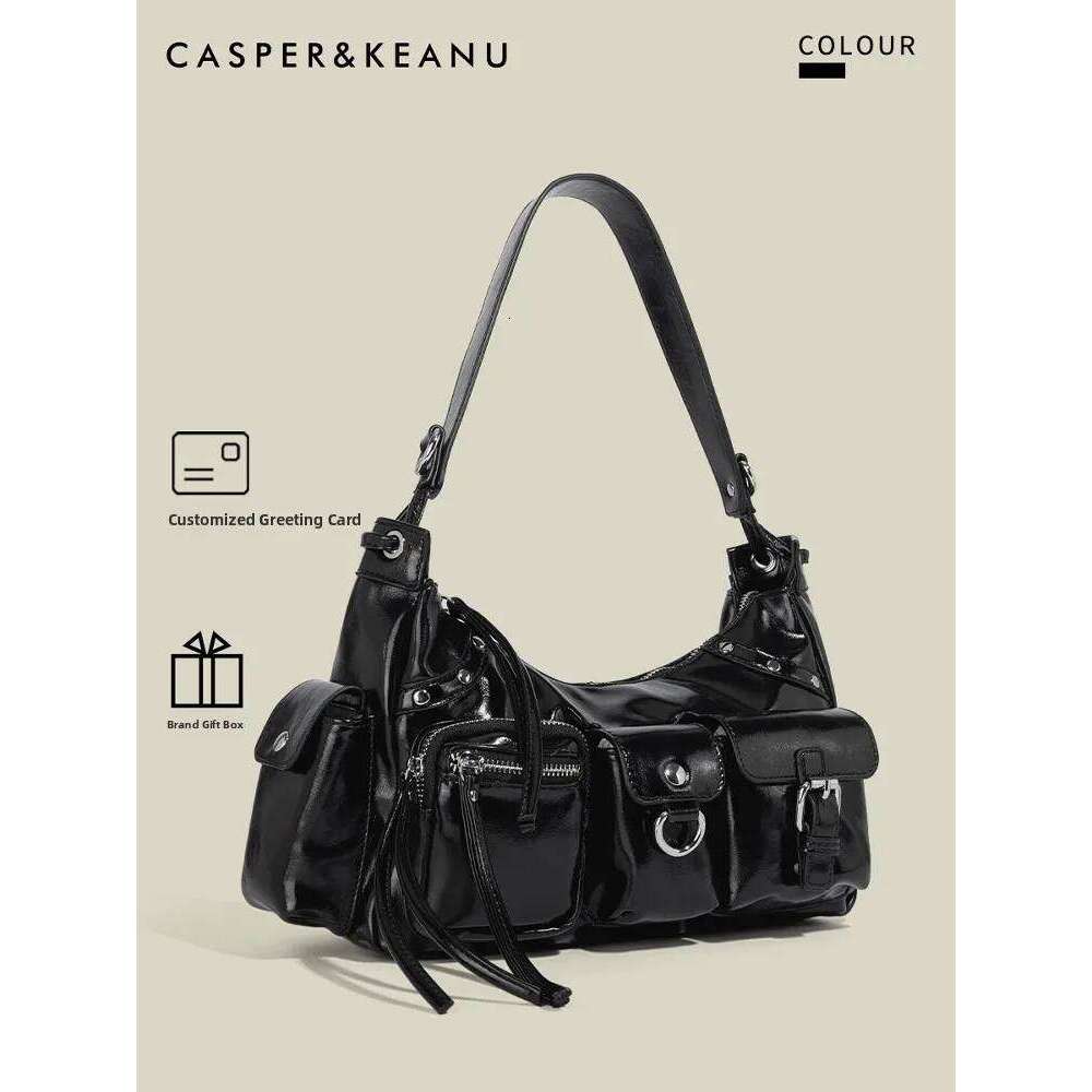 Casperkeanu Original Biker Underarm Women's Commuter Crossbody Bag Spicy Girl Sle Soft PU Leather Large Capaci