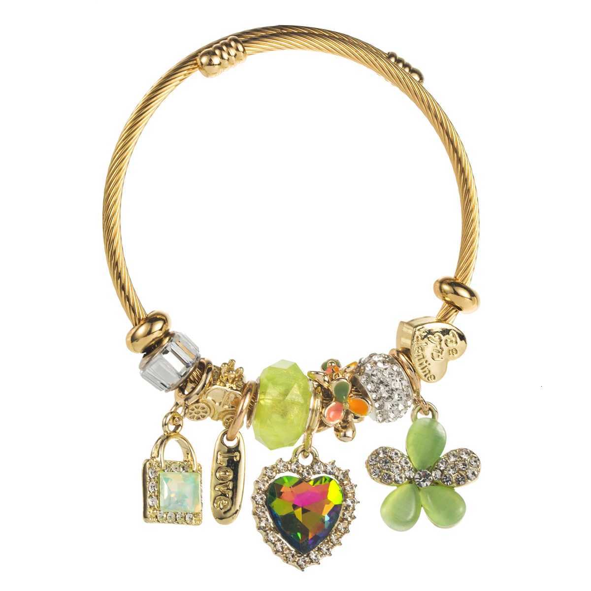 Cross border Hot Selling Panjia Stainless Steel Bracelet Fashionable And Sweet Lock Shed We Pendant Highend Y250904