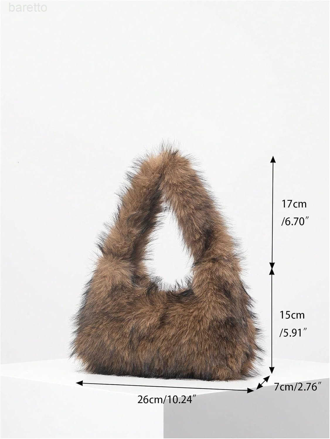 Womens Fuzzy Faux Fur Crescent Shoulder Bag Plush Purse Underarm Handbag Hobo Tote M250903