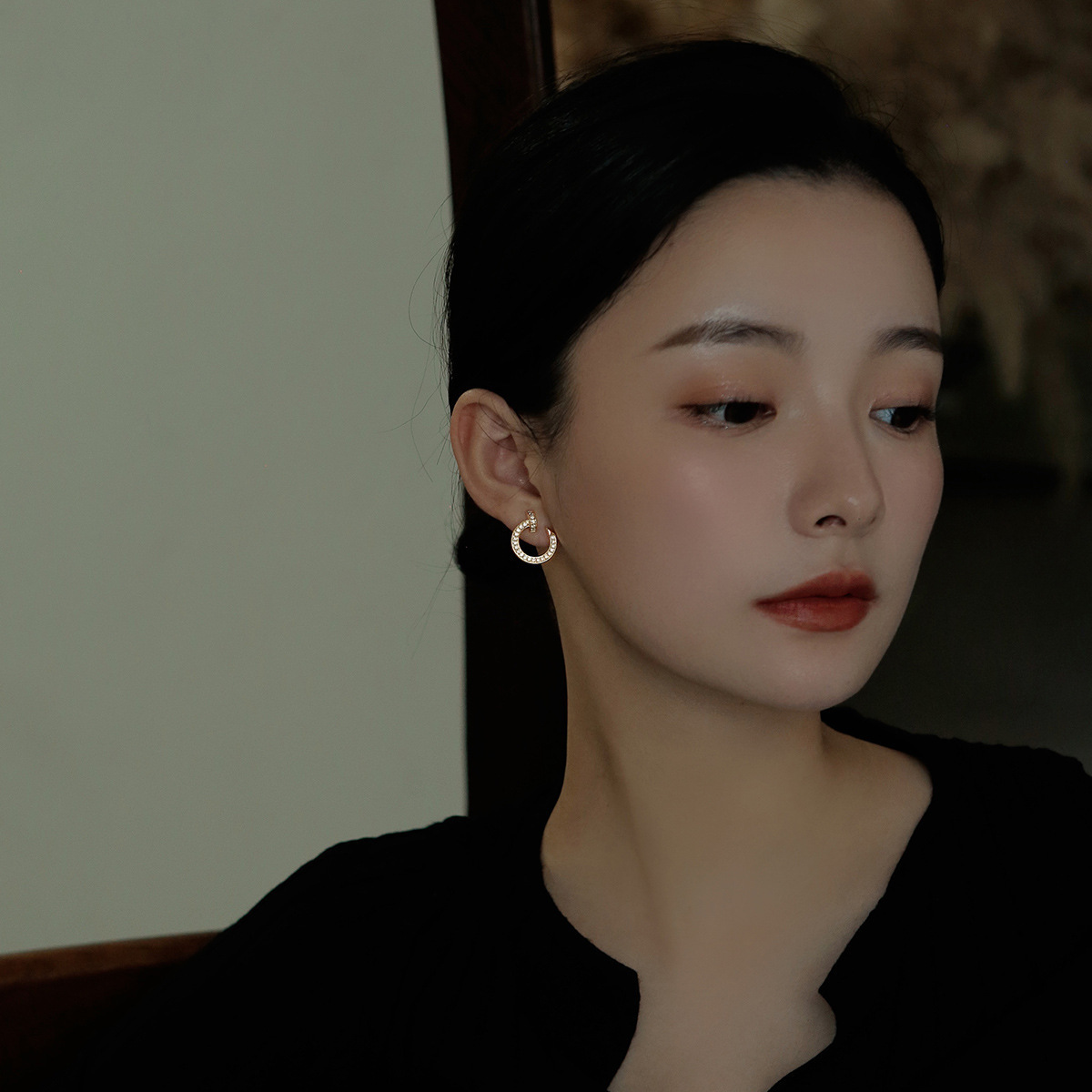 Minimalist Earring Designer Luxurious Free Shipping Women's Ear Inlay Micro Diamond Rivet Design Niche Style Cool And Chic Earrings Jewelry