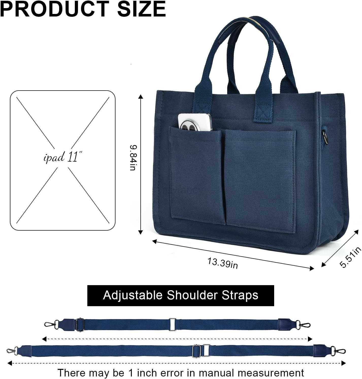 Tote Bag for Women with Multi PocketsTrendy Shoulder Handbag with Compartments for ShoppingWorkBeachW250904