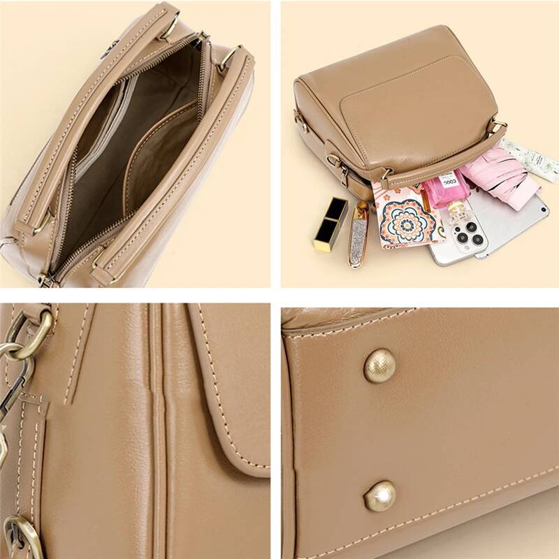 Hifashion Cowhide Genuine Leather Pillow Tote Handbags For Women 2025 Designer Satchel Work Ladies Shoulder Crossbody Bag