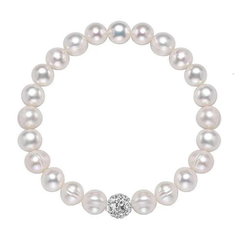89mm Natural Freshwater Pearls Bracelet for Women Punch Oval Thread Elastic Rope Bracelet Zircon Sphere Bangle Fashion Jewelry Y250904