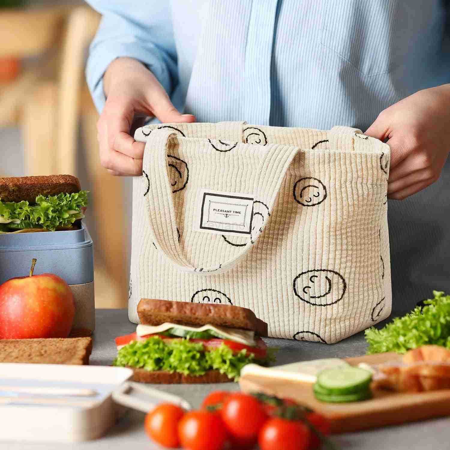 2 Pcs Corduroy Small Tote Bag for Women Cute Mini Tote Bag Preppy Aesthetic Reusable Bags for Grocery Essentials Water Bottle Keys Book BibleW250904