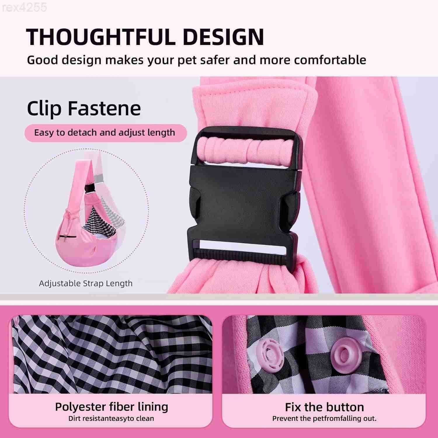 Dog Carrier Sling HandFree Dog Carriers for Small Dogs and Cats Puppy Sling Carrier with Zipper Purse Pocket Travel Safety Harness Puppy Essentials Pi