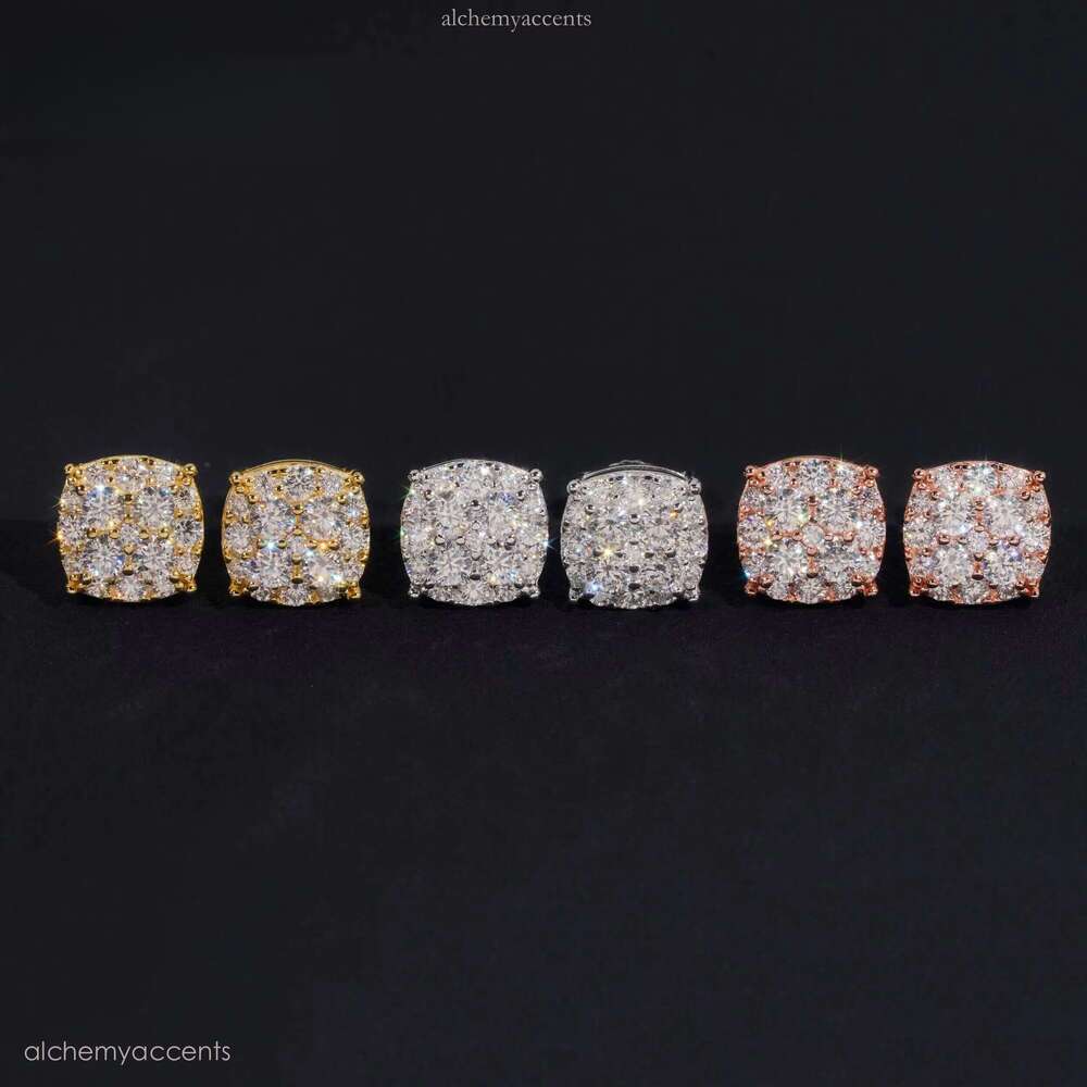 New Pass Tester GRA Certified Stocks VVS Dia Sterling Sier Hip Hop Jewelry Moissanite Stud Earrings for Men