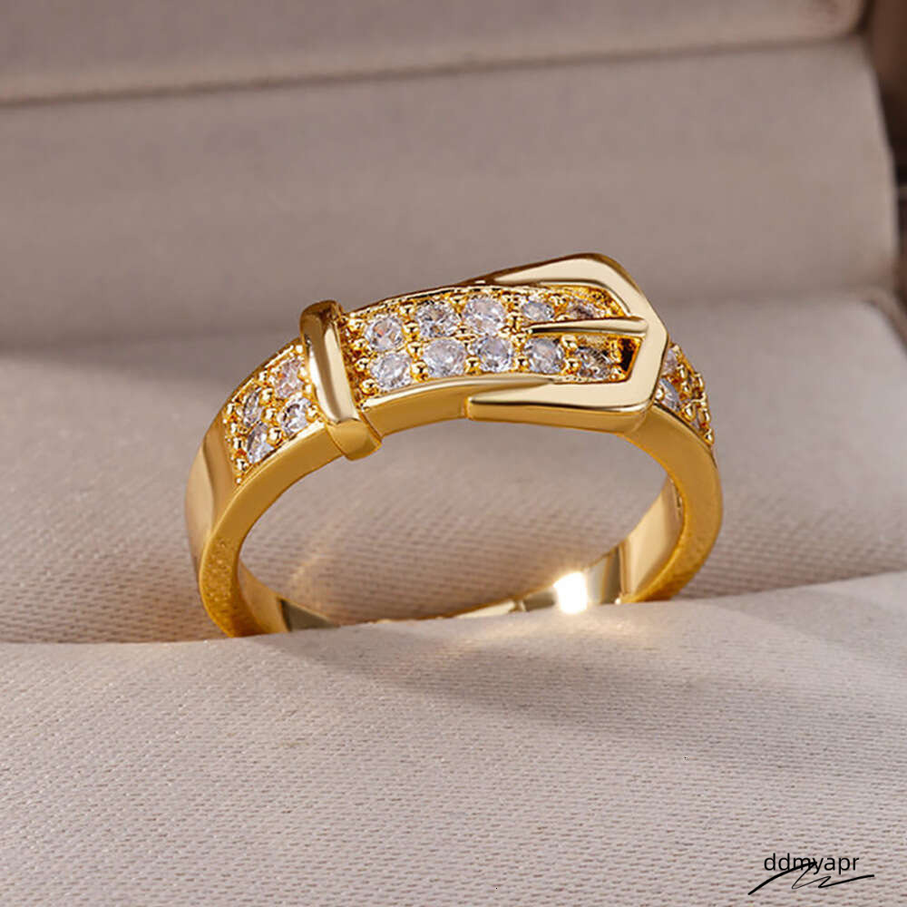 Collections European-Style Gold Buckle Ring Adjustable Plated Crystal Ddmyday Band For Women Ddmyday