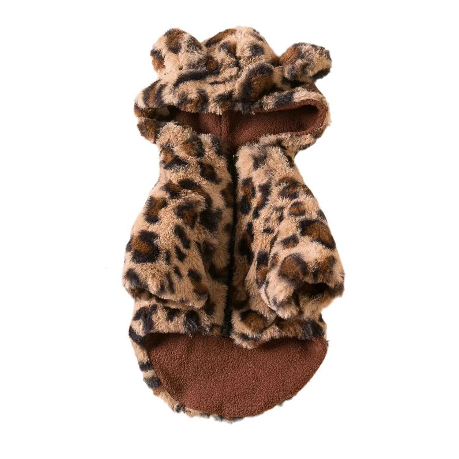 Dog clothes spring and autumn clothes leopard print hooded coats cat clothes thickened teddy schnauzers Pomeranians pet fa W250904