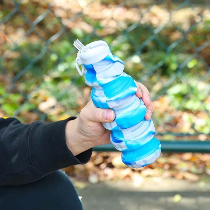 Durable Hand Camouflage water bottle Portable silicone foldable cup 500ml hand grenade sports kettl Z260202