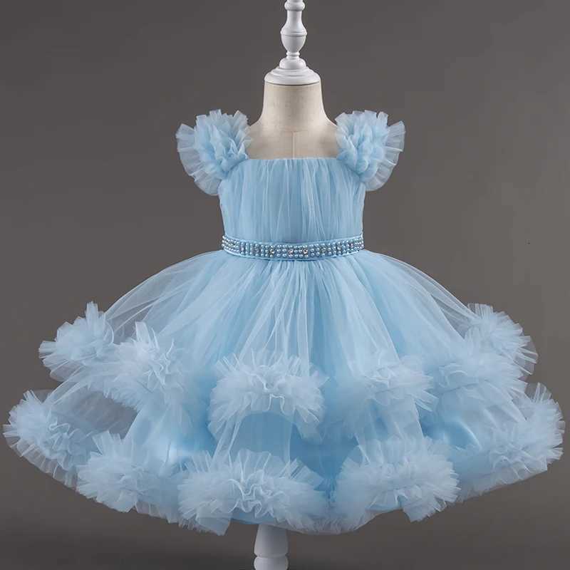 Baby dress 0-5 years old birthday party wedding sleeveless mesh fluffy cute girl princess dress Z250904