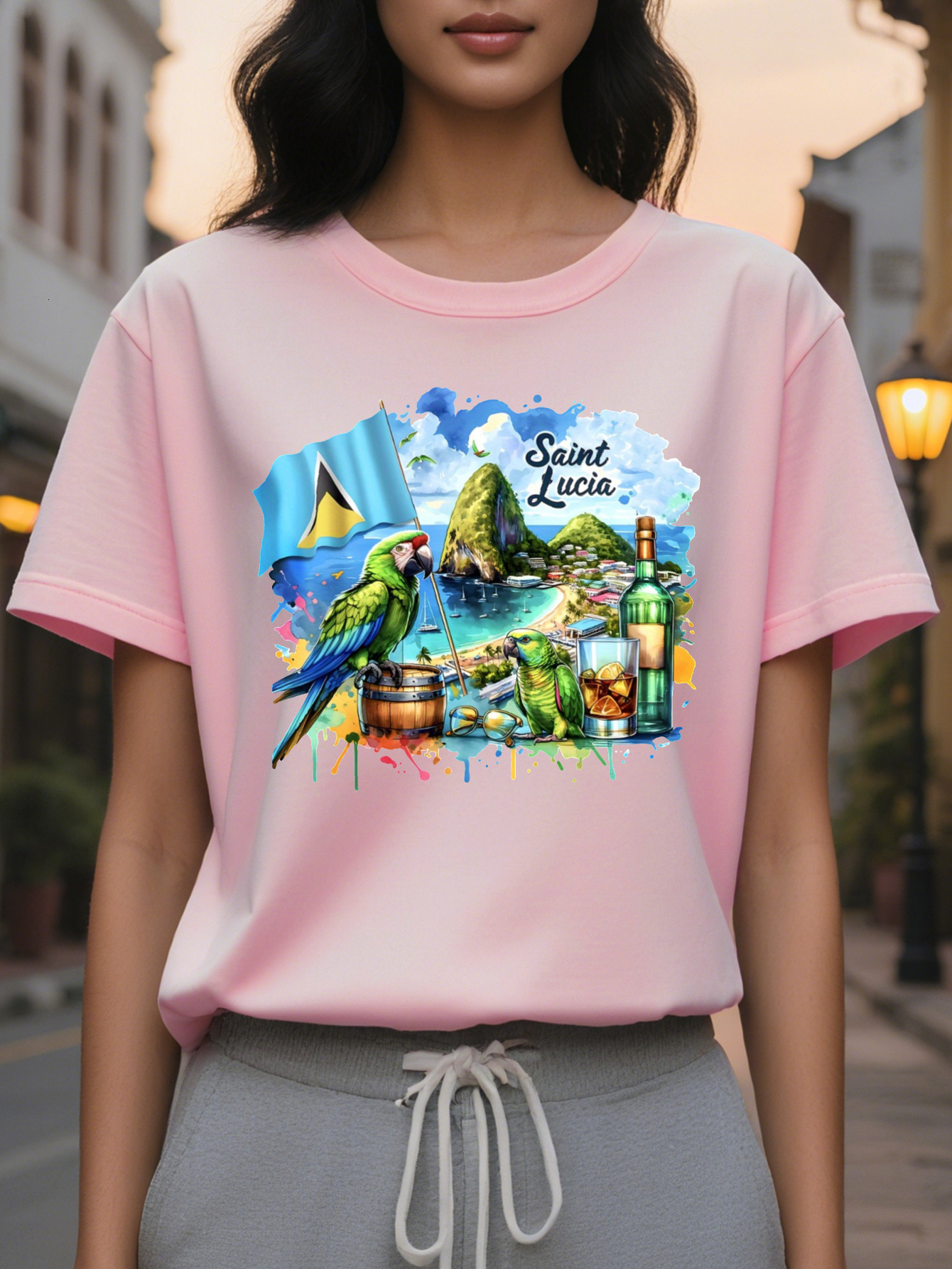 Large XL Saint Lucia Landscapes Parrot Tail Plus Size