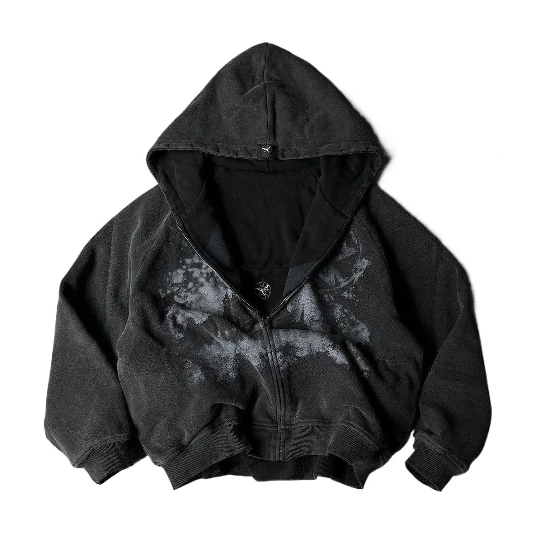 British Gothic Punk Personality Style Printed Star Patch ed Hoodies For Men And Women Y2K Harajuku Retro Casual 250904