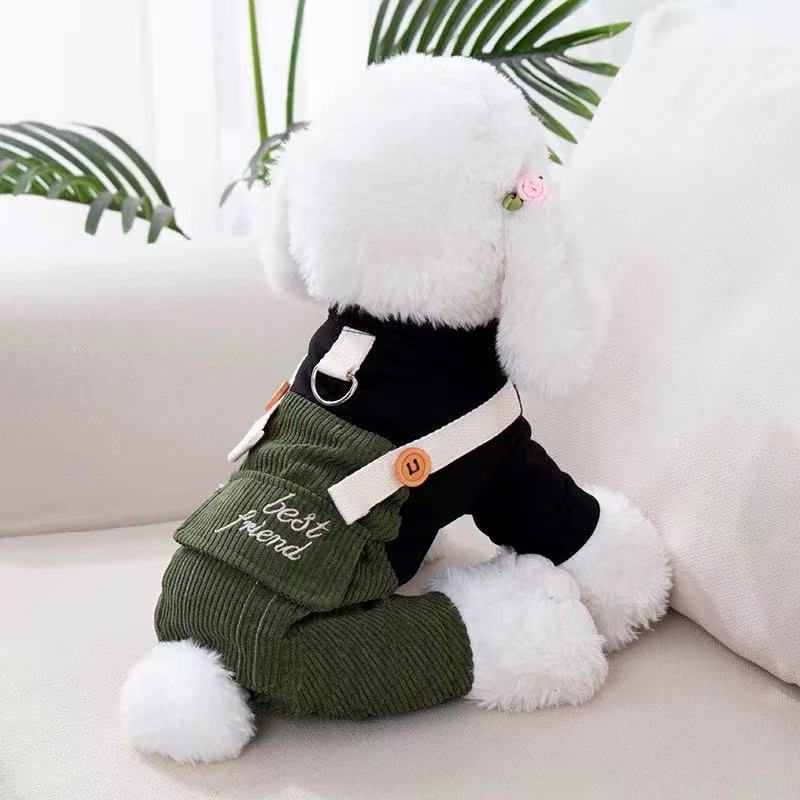 T1123 Puppy Dog Clothes Spring and Summer Overalls Fashion Teddy Bichon Pomeranian Small and Medium Dog Pet Cat Four-legged Clothes