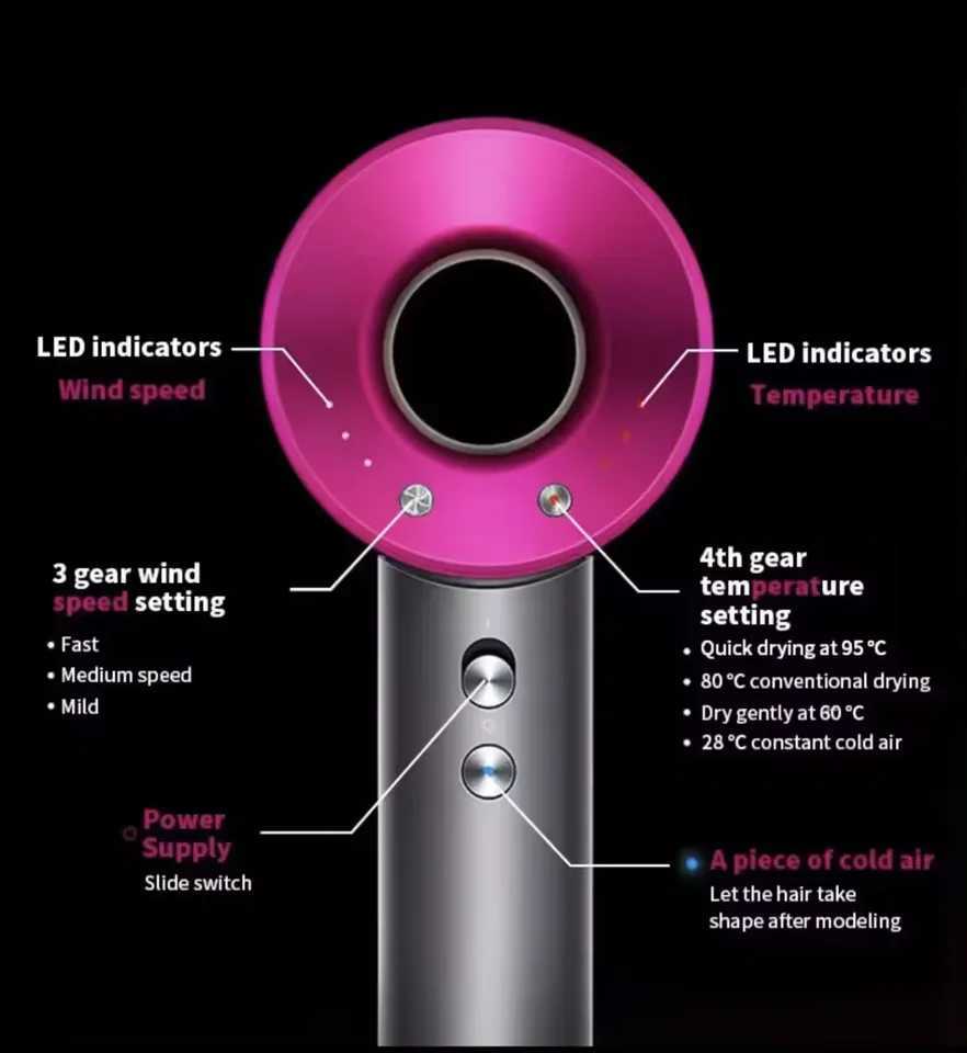 220V 1600W Super Hair Dryer Leafless Hair dryer Personal Hair Care Styling Negative Ion Tool Constant Anion Electric Hair DryersW250904