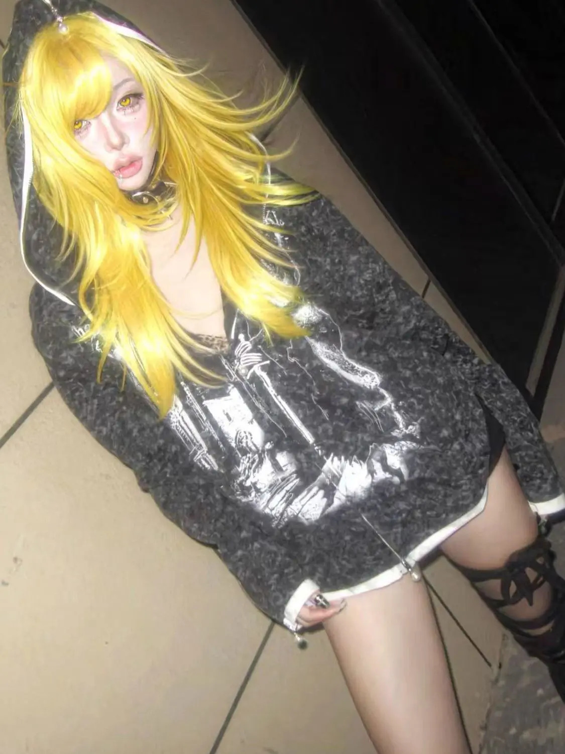 American vintage cardigan longsleeved sweater y2k unisex subculture punk hooded trendy Insworthy autumn and winter 250904