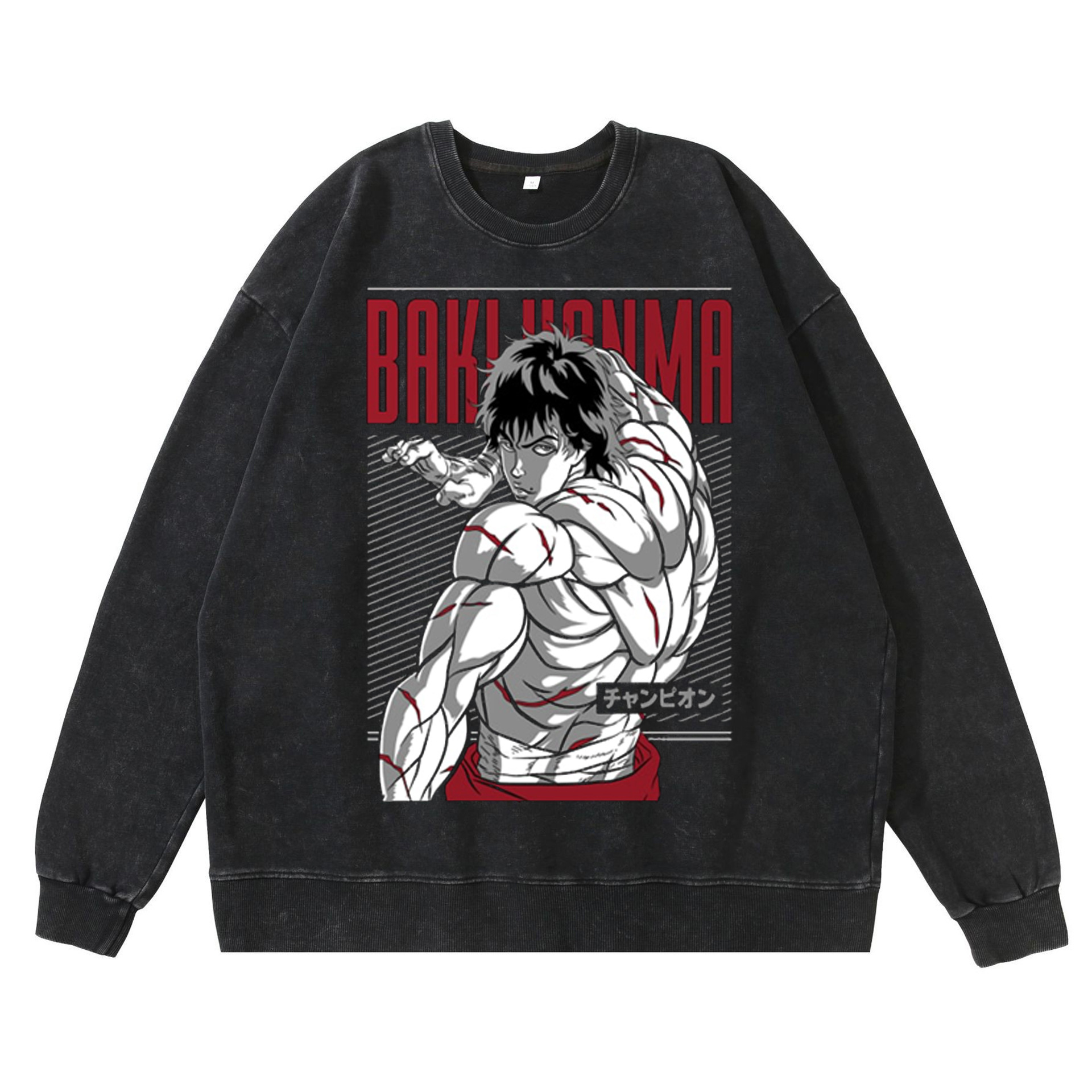 Authentic Anime Influence Garment: Durable High Density Cotton Baki's Unique Americana Flavored Faded T-Shirt - TT8291