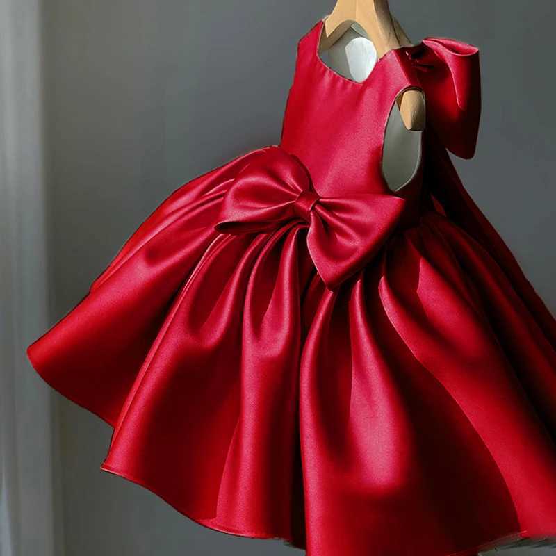Big Bow Baby Girls Party Dress Toddler 1st Birthday Baptism Princess Kids Dresses for Girl White Wedding Prom Christmas Costumes Z250904
