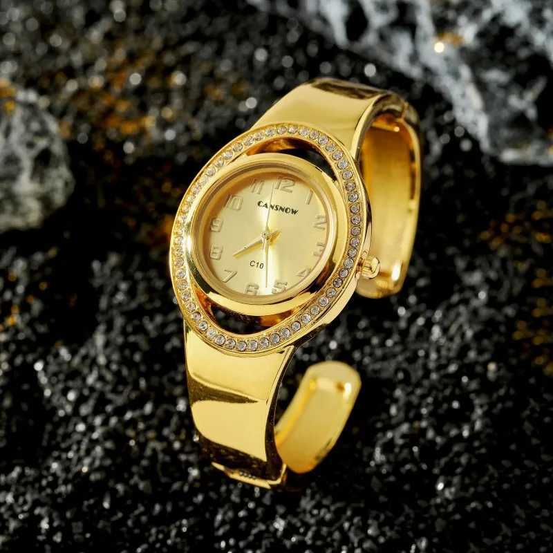 CANSNOW Luxury Fashion Round Dial Ladies Rhinestone Quartz Bracelet Watch Elegant Fem Clock Wens Saati Relojes X250904