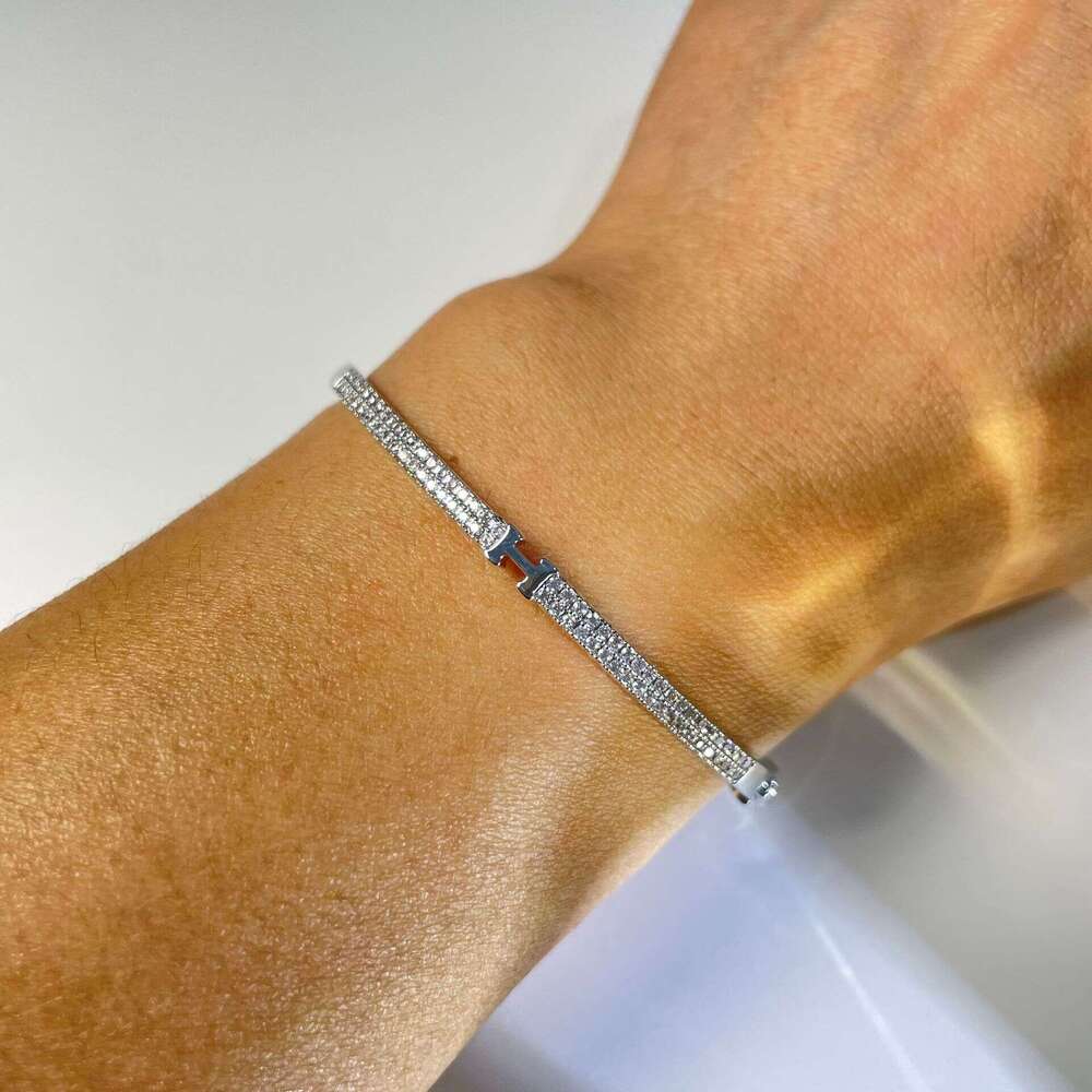 DHcollections Popular Square Buckle H Bracelet, Light Luxury High - End Bracelet, 14K Real Gold Plated, Fashion Paris Full Diamond Bracelet