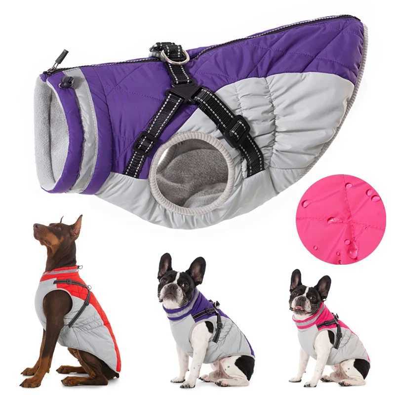 Waterproof Pet et With Harness Winter Warm Dog Clothes for Small Large Dogs Labrador Coat Chihuahua French Bulldog Outfits W250904