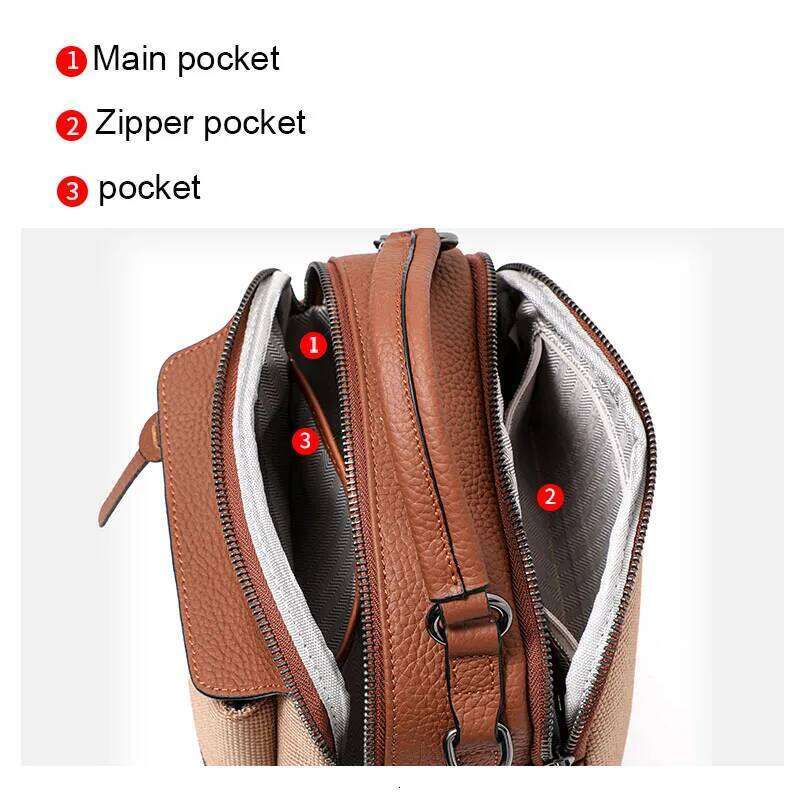 Checkered Canvas & Leather Crossbody Handbag