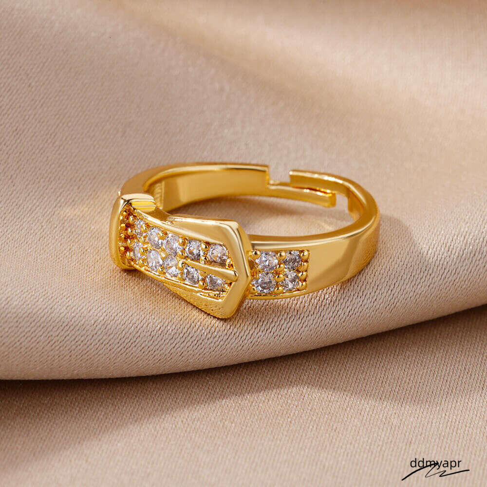 Collections European-Style Gold Buckle Ring Adjustable Plated Crystal Ddmyday Band For Women Ddmyday