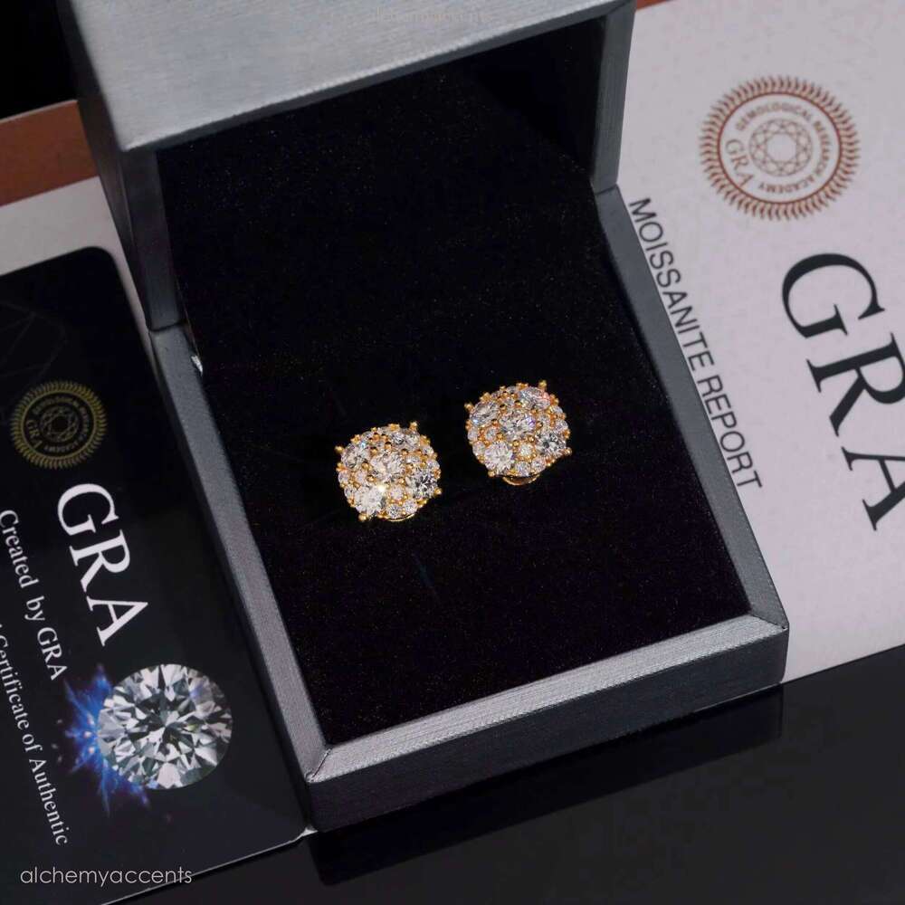 Hot Sale Pass Tester D VVS Moissanite Dia Earrings Screw Back Sier Hip Hop Stud Earring for Men and Women