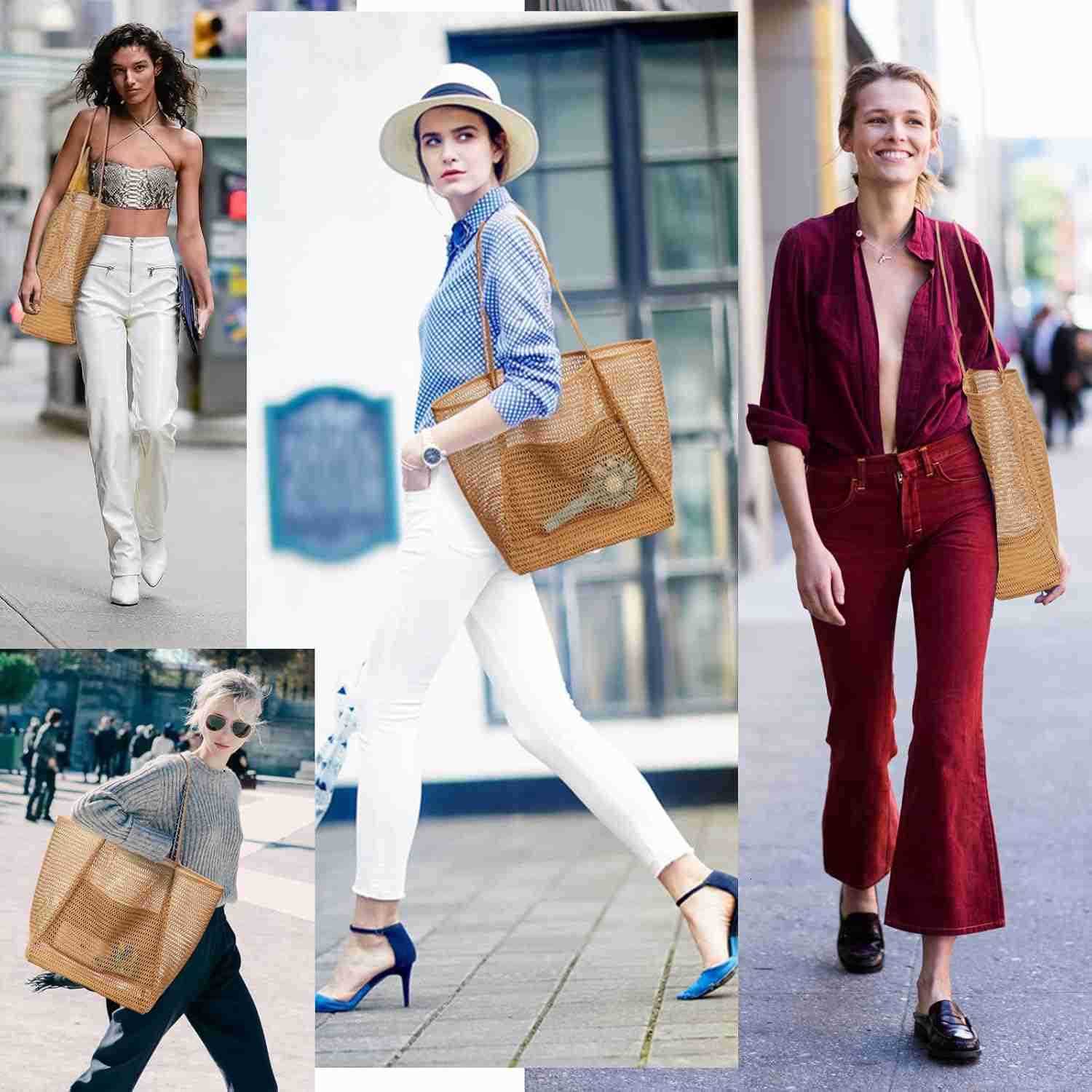 BeachNylon Mesh Tote Bag Casual Tote Bag Hobo Women Foldable MAX 23L Shoulder Bag For Beach Picnic VacationW250904