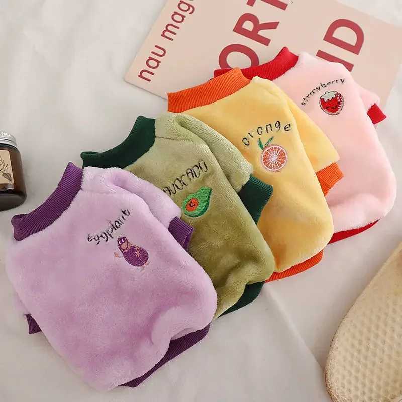 Warm Fleece Pet Clothes Cute Fruit Print Coat Small Medium Dog Cat Shirt et Teddy French Bulldog Chihuahua Winter Outfit W250904